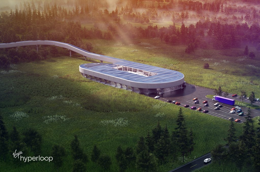 Hyperloop Certification Center (HCC) planned for West Virginia; rendering courtesy of Virgin Hyperloop