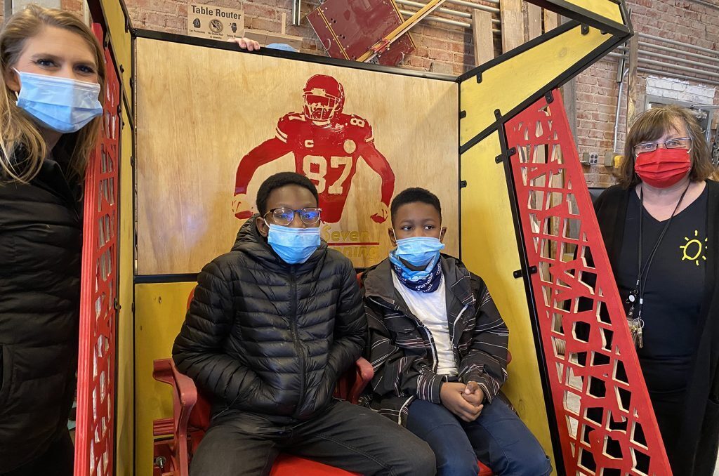 Melanie Hungerford, Jeremyah and Izayah Bradley Mary Esselman, Operation Breakthrough, at Maker Village