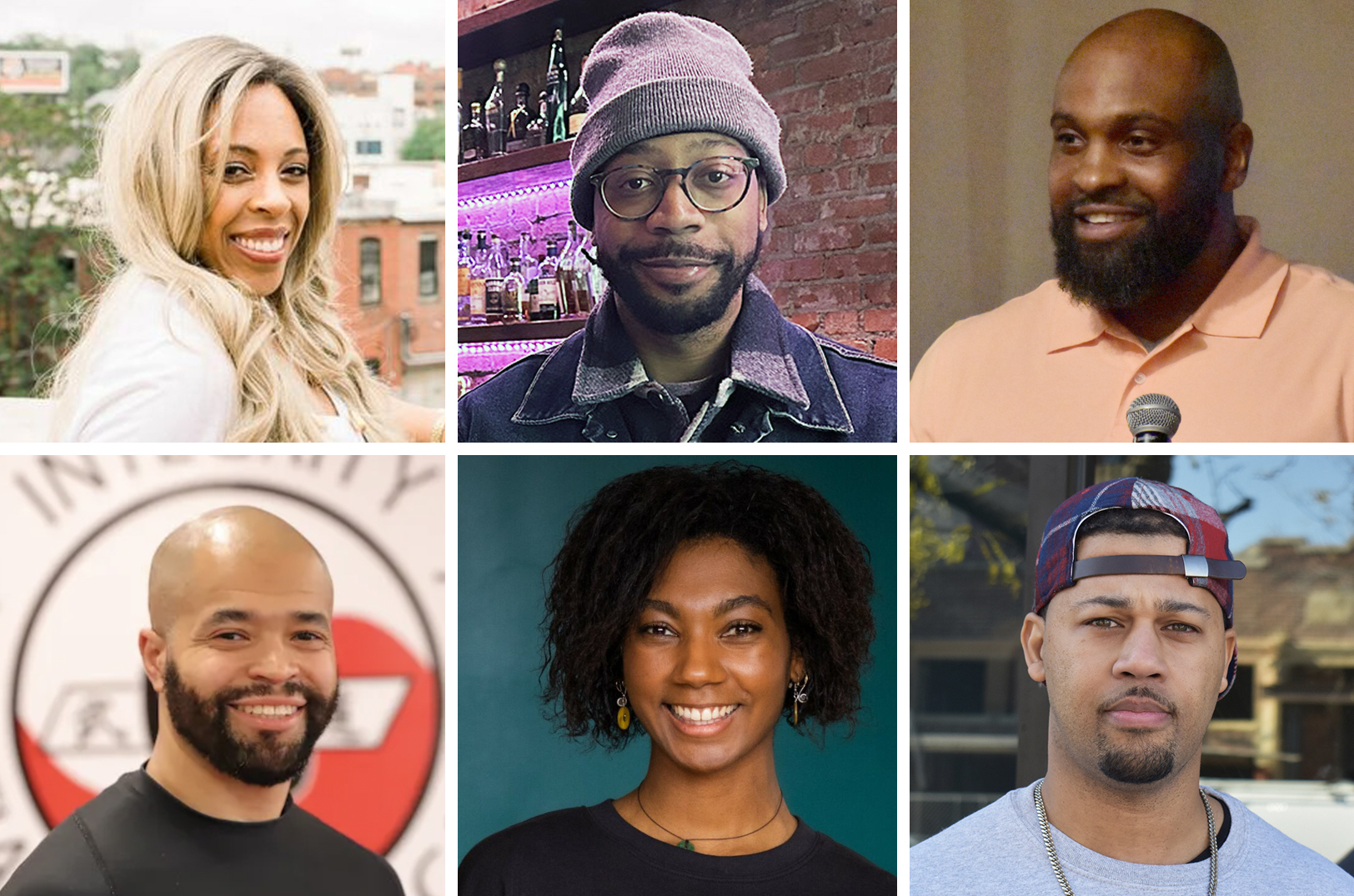 Among the Pitch Black competitors: Cathy Cowan, On The Rocks Gourmet Jams; Cedric Ransburg, In Good Company KC; William Fondren, Hive + Harvest; Debonie Lewis, AIMwell Yoga; Brian Roberts, The Black Pantry; and David Muhammad, Integrity Martial Arts Academy. Not pictured: Godfrey Riddle, Civic Saint; Alan Keeland, The Combine; Ernest Melton, The Mutual Musicians Foundation; and Kassandra Taylor, Taylor Made It.