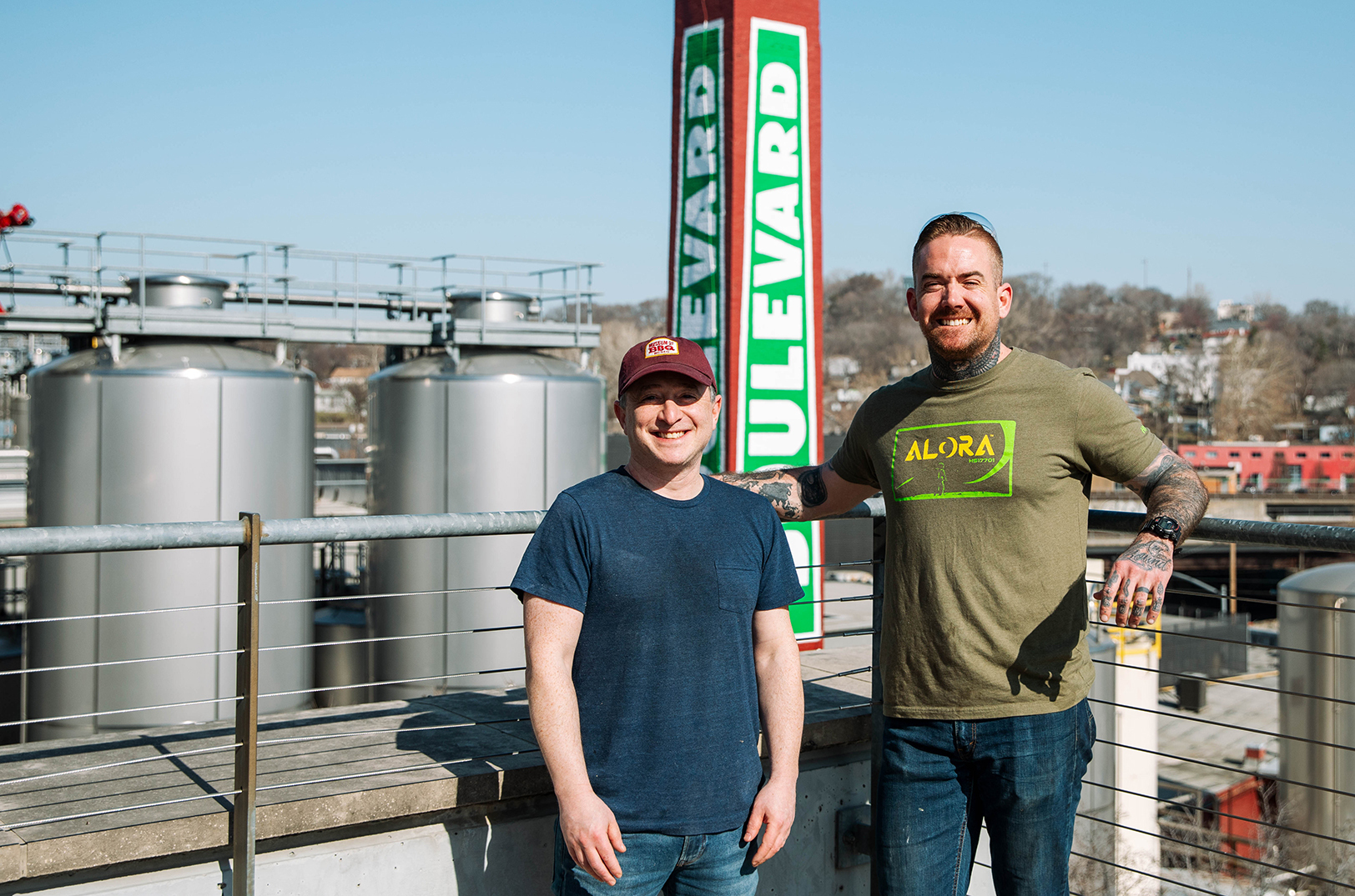 Jonathan Bender, co-founder of the Museum of BBQ, with Greg Garrity, innovation brewer at Boulevard Brewing Co.; photo courtesy of Boulevard Brewing Co.