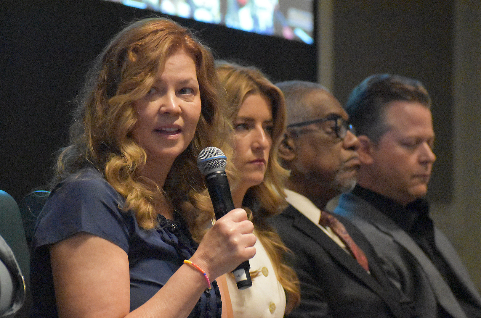 Joan Charbonneau, Perfect Promotions, discusses unexpected challenges facing small business owners during the KC Chamber's panel conversation Small Business of the Year finalists; photo by Taylor Wilmore, Startland News