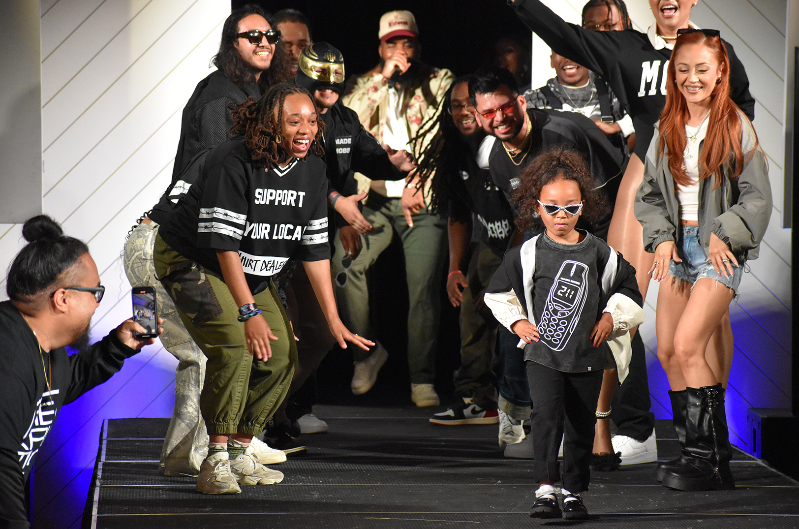 Models from the MADE MOBB crew — including co-founder Mark Launiu's daughter — hit the runway during The Kritiq Fashion Show at The Abbott in Kansas City's Crossroads; photo by Taylor Wilmore, Startland News