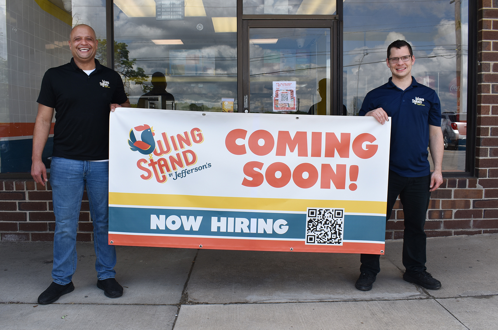 Michael Brown, director of operations for WingStand and operating partner for WingStand Olathe, and Joe Finch, owner of WingStand Olathe; photo courtesy of WingStand