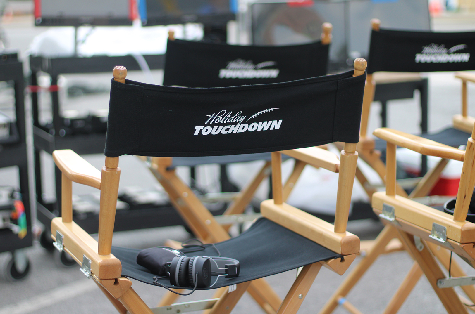 Behind the scenes at the Kansas City film shoot for “Holiday Touchdown: A Chiefs Love Story" in summer 2024; courtesy photo