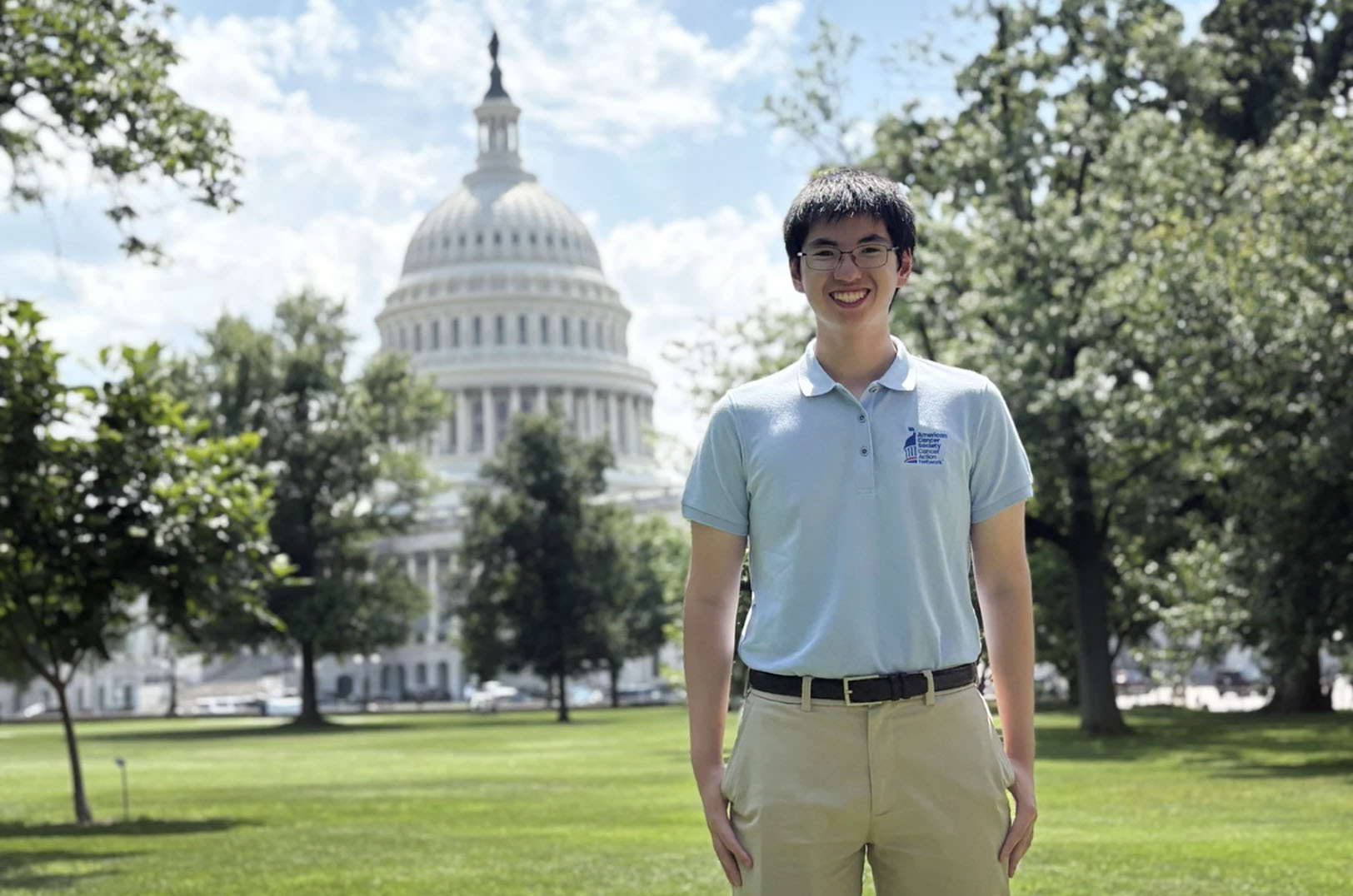 Matthew Chen, a senior at Blue Valley North High School, traveled to Washington, D.C., last month to attend a U.S. Senate Appropriations subcommittee hearing to advocate for cancer research funding; photo courtesy of Matthew Chen