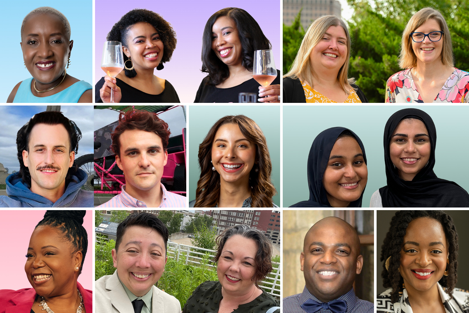 2025 AltCap Your Biz Pitch Competition finalists: Suzanne Gunn, AuraMed Spa and Wellness; La'Nesha Frazier, Bliss Books & Wine; Leia Barrett and Jessie Davis, Dog Mom Club; Atticus Sloan and Mark Manning, E-Z Pedicabs; Lesly Romo, Golazo; Yasmen Hassen and Lujyn Elsayed, HerCafe; Isha Williams, ICE Studios School of Dance; Christy and Charlie Vincent, MOC BOD; Marvin Estill, Project IOTA; and LaToya Sirls, Someday Sunday; courtesy photos