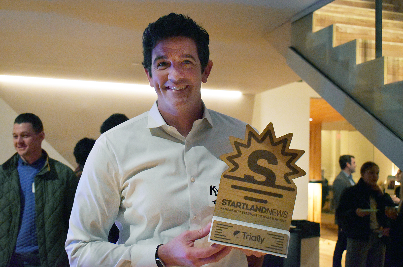 Kyle McAllister, Trially, in January at Startland News' Kansas City Startups to Watch in 2025 celebration; photo by Nikki Overfelt Chifalu, Startland News