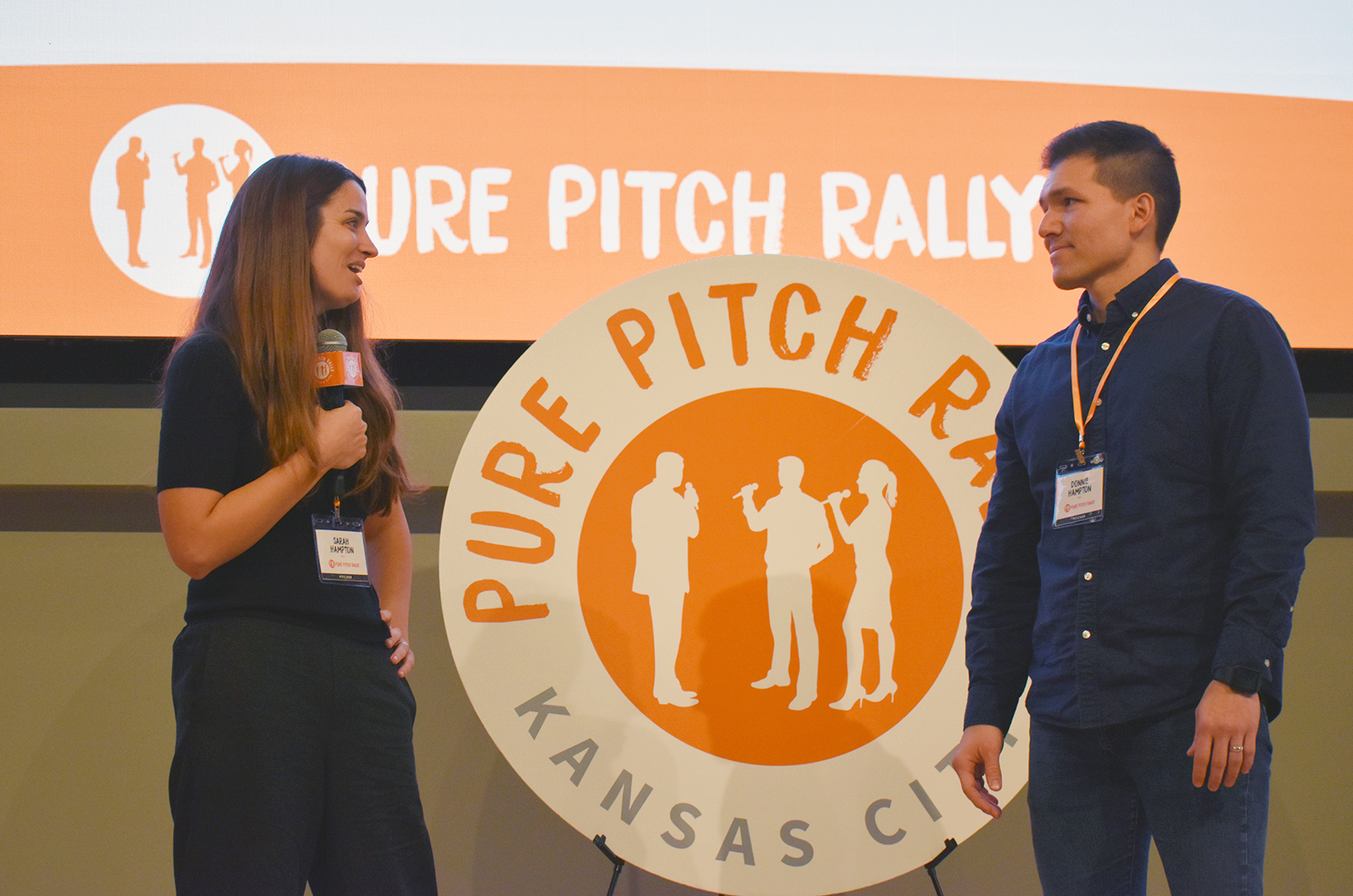 Sarah Hampton and Donnie Hampton pitch Roz to Pure Pitch Rally investors in October 2024; photo by Taylor Wilmore, Startland News