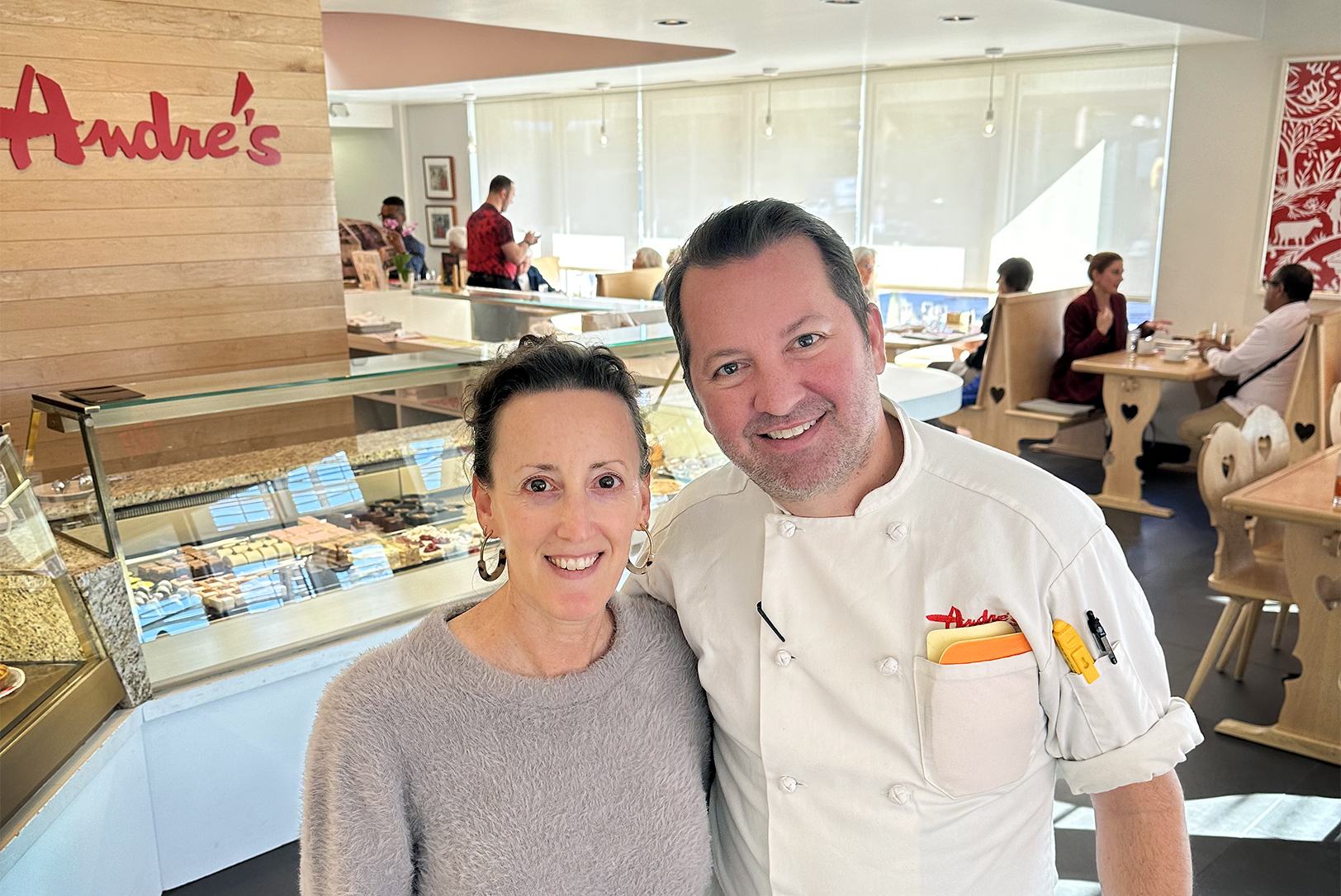 Nancy and René Bollier, André’s Confiserie Suisse; photo by Joyce Smith