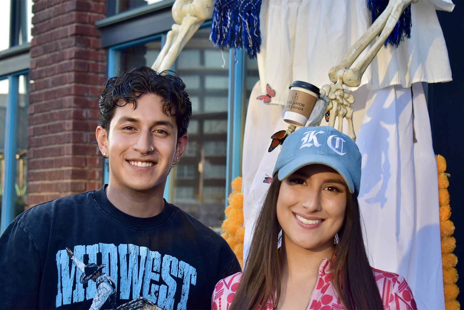 Danny Soriano and Dulcinea Herrera outside Café Corazón during "A Night Without Borders"; photo by Nikki Overfelt Chifalu, Startland News