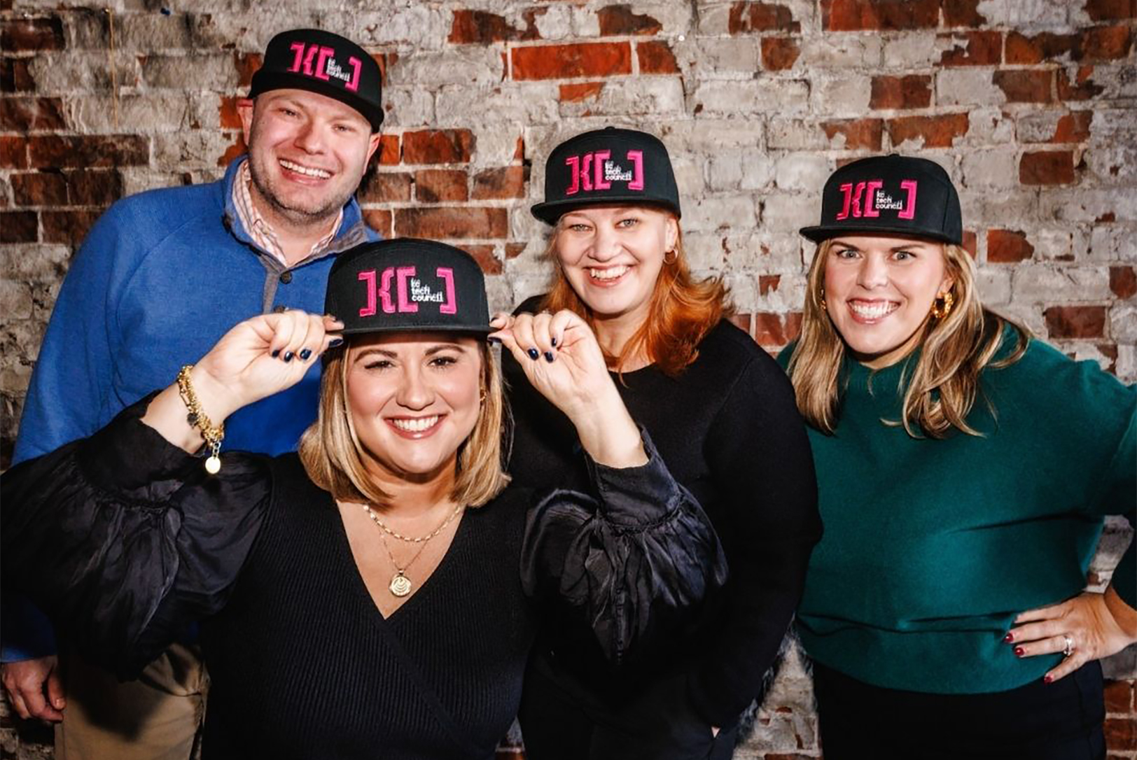 The KC Tech Council teams showcases new branding for the organization: Zach Gredlics, Kara Lowe, Christine Murray, and Erin Christensen; photo courtesy of the KC Tech Council