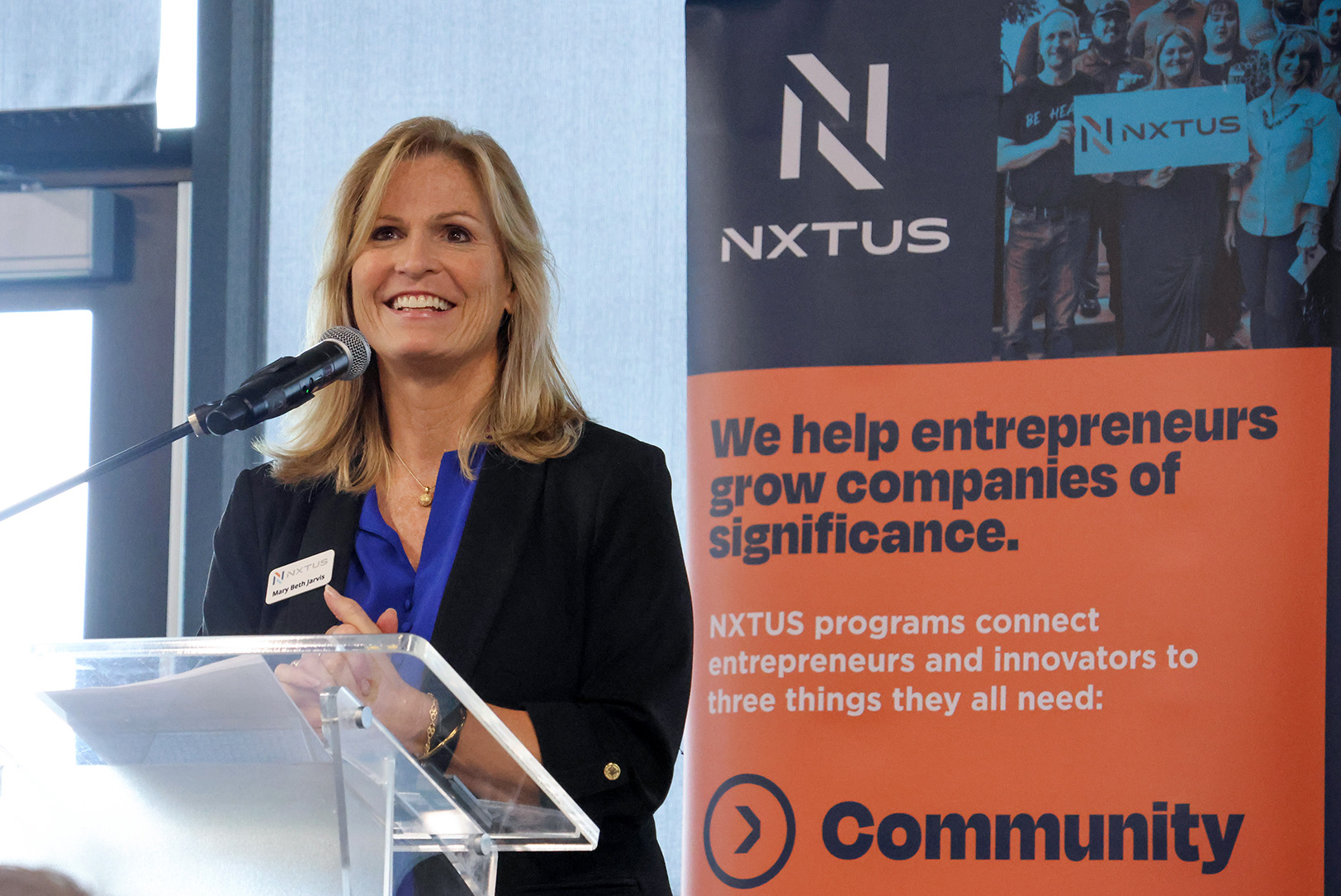 Mary Beth Jarvis, president and CEO of Wichita-based NXTUS, which leads the Kansas-focused NXTSTAGE Community Health and Vibrancy Pilot Competition; photo courtesy of NXTUS