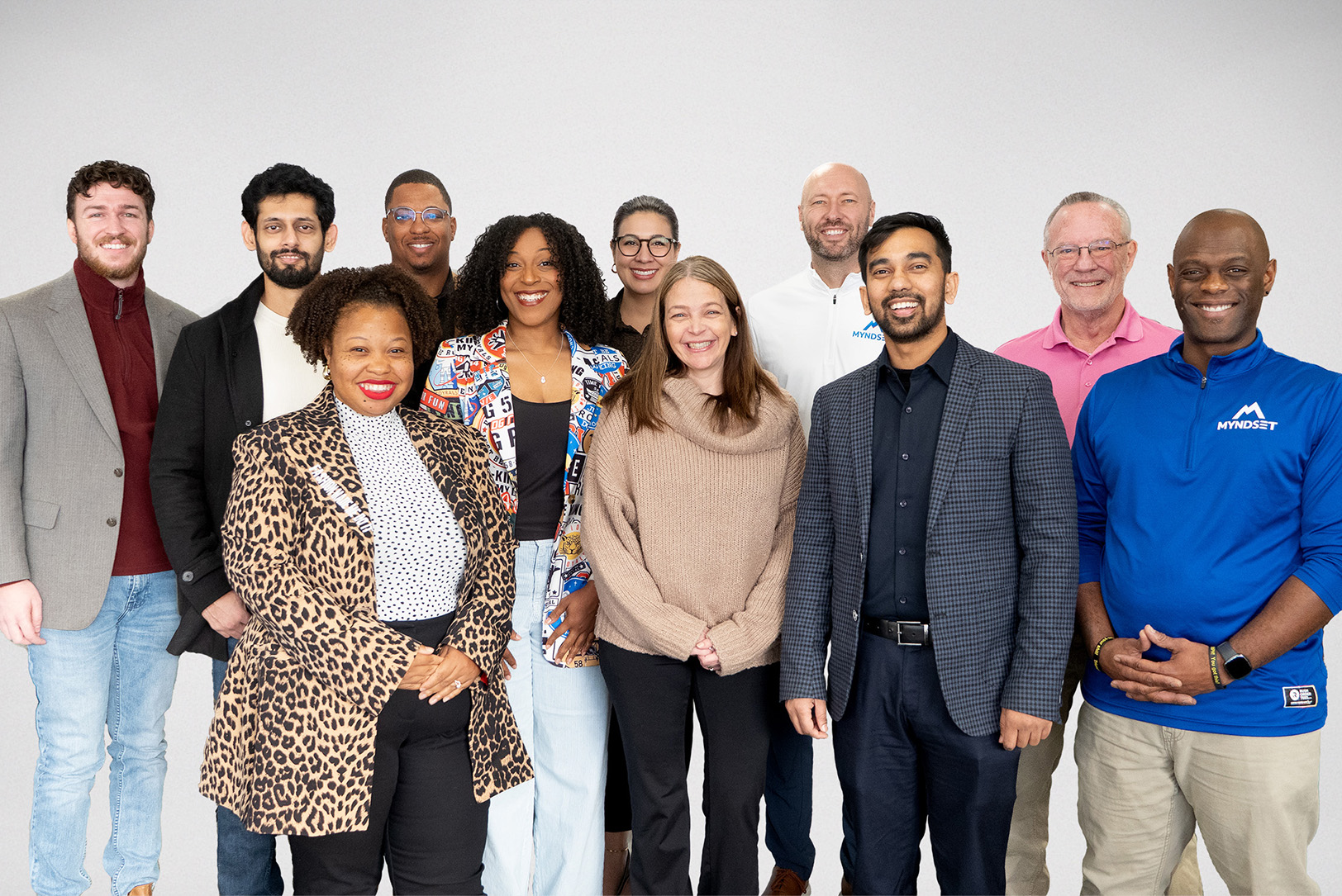 Digital Sandbox KC for Q4 2025: Ian Foster, CEO of SiteScan; Piyush Bhanu, founder of Truslabs.ai; Shaniqua Jones-Williams, founder and CEO of SendBack; Mark A. Moore Jr., CEO of VR 44; Carlanda McKinney, CEO of Syd Health; Rebecca Hollis, COO of Syd Health; Trina Nudson, founder of BeAligned; Craig Mason, CEO and co-founder of Myndset; Russel Karim, CEO of SourceEazy; Jeff Miner, co-founder and Chief Performance Officer of Myndset; and Damion "Coach D" Brown, co-founder/Chief of Staff of Myndset