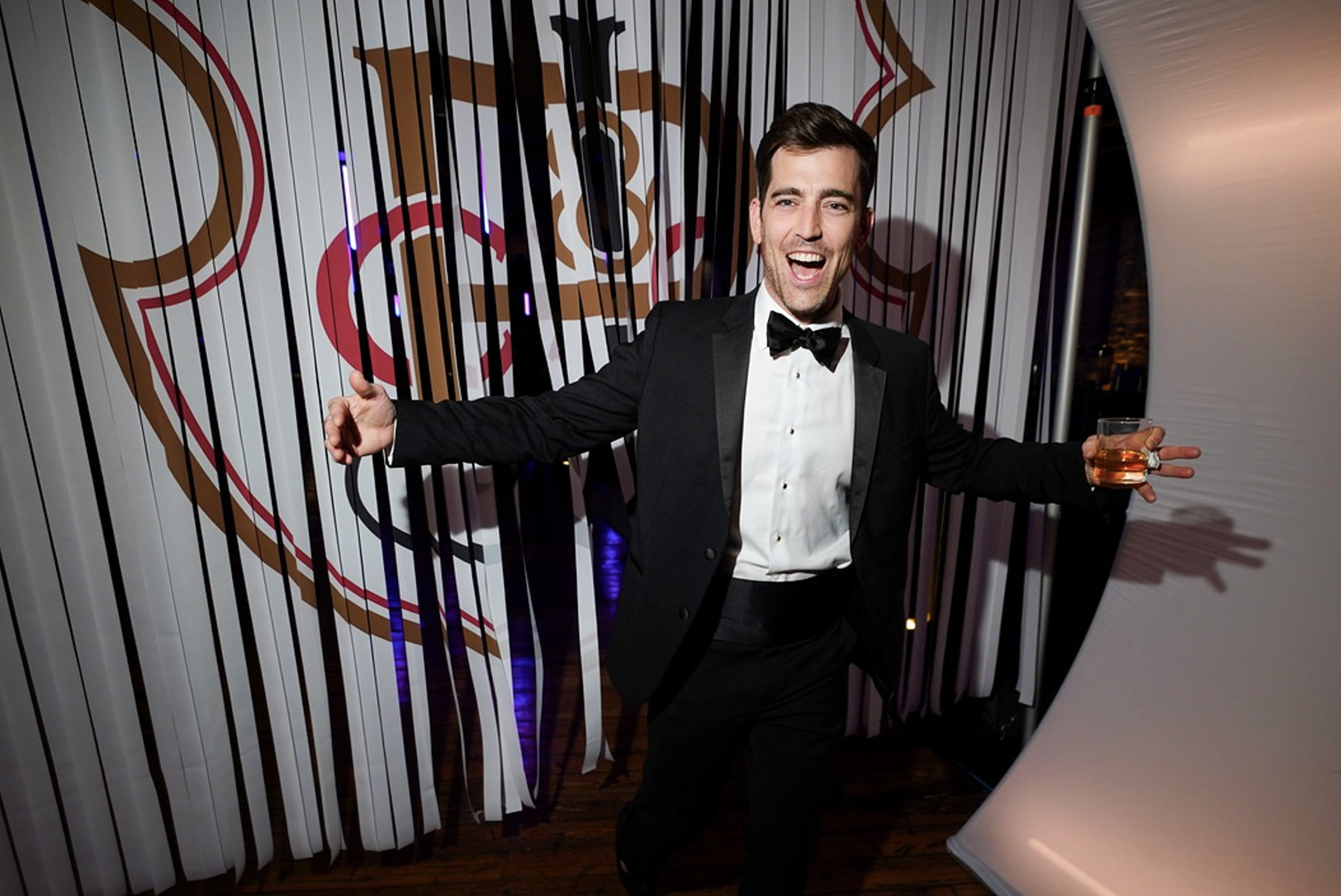 Andy Rieger, co-founder and president of J. Rieger & Co. Distillery, at a New Year's Eve celebration at the East Bottoms distillery; photo courtesy of J. Rieger & Co. Distillery