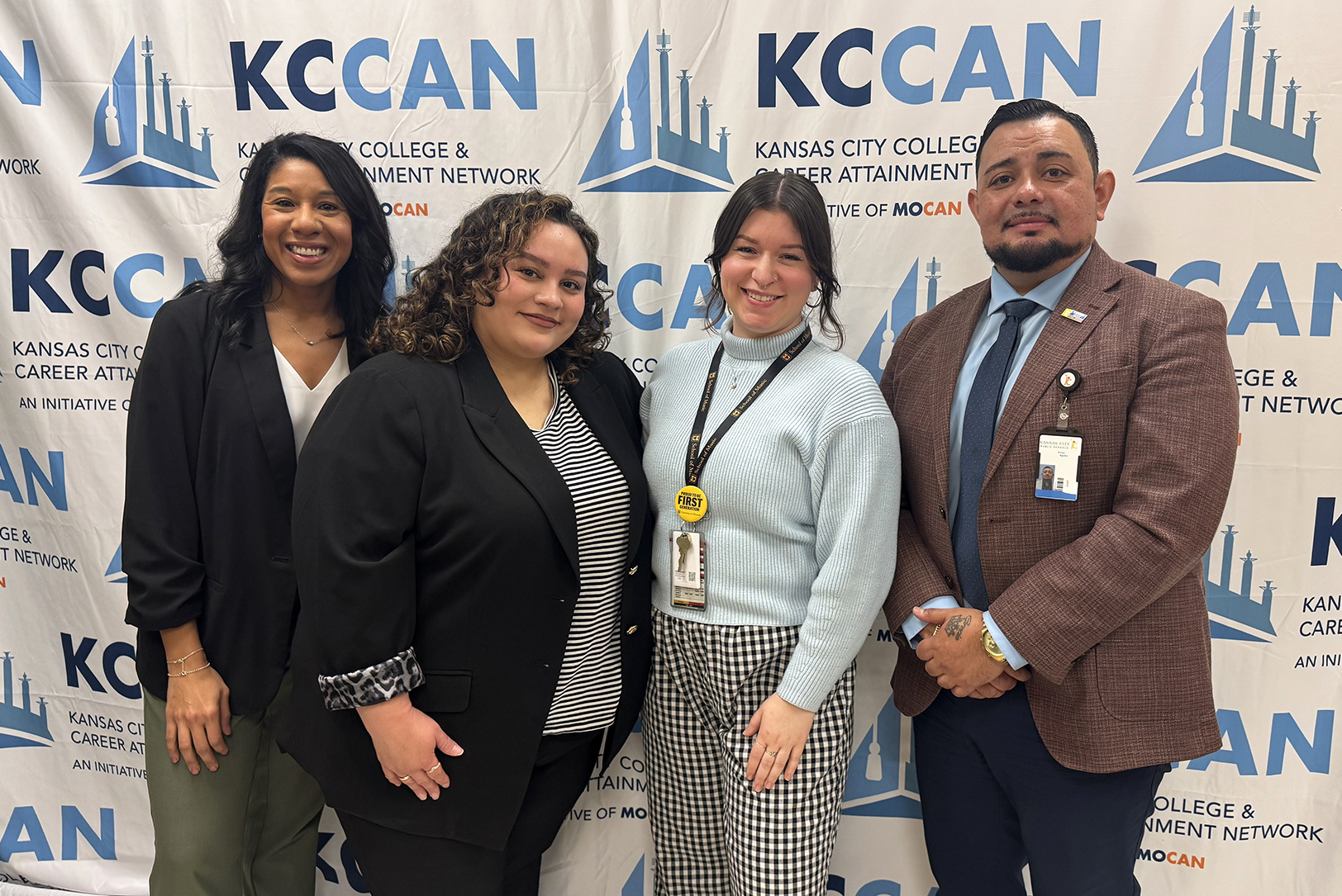 Mako Miller, strategy director for KCCAN; Elizabeth Mounteer, advising director for KCCAN; Amanda Obeso, Paseo KCCAN college advisor; and Victor Aguilar, office of Postsecondary Access and Student Success, Kansas City Public Schools; courtesy photo