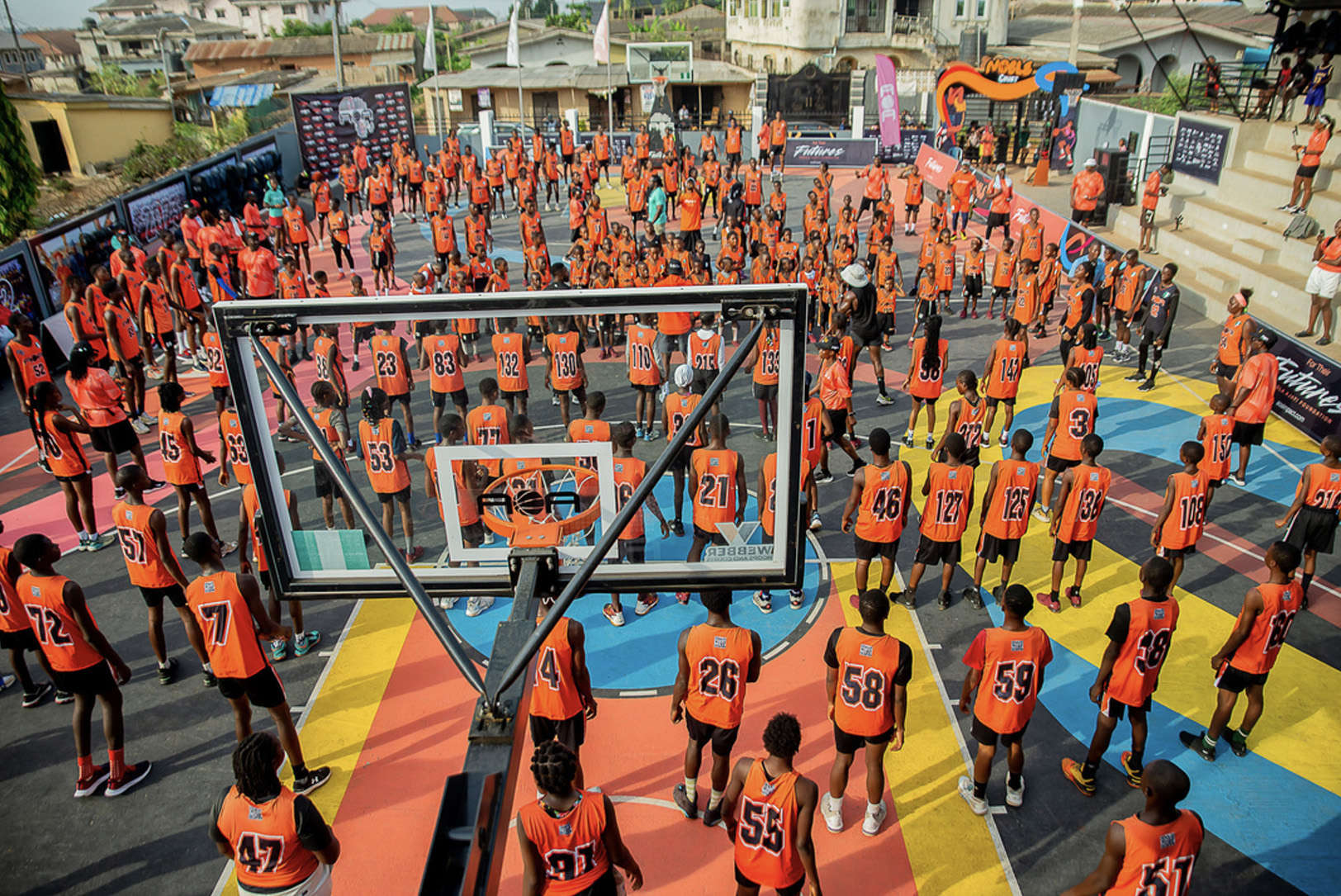 Children participate in the Adeola Ajayi Foundation's AOA Basketball Camp in Nigeria. A gala fundraiser for the program and other community outreach efforts from the foundation is planned for Saturday, Feb. 21; courtesy image