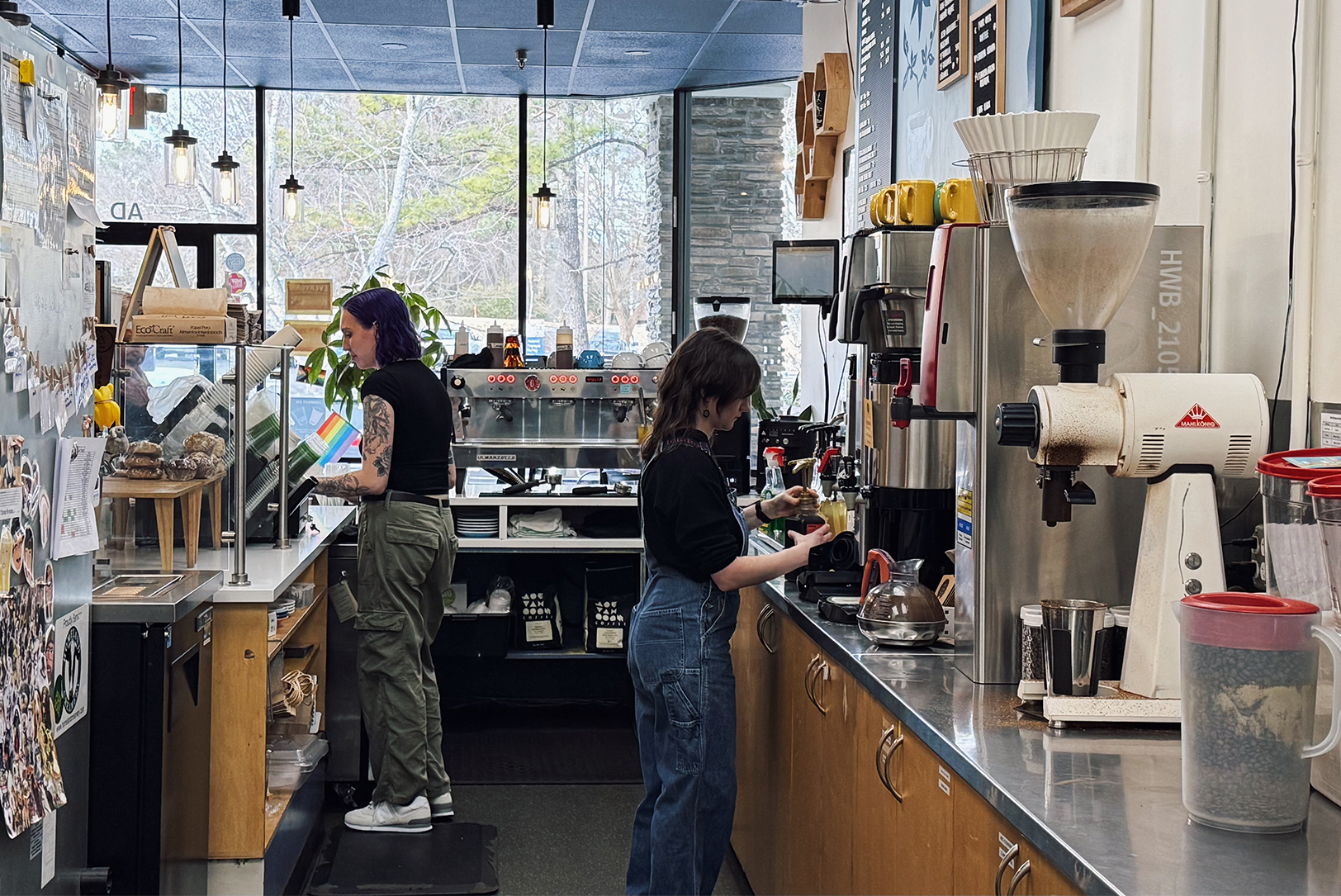 Baristas Nicole Tester and Drew Wansink work at Joe Van Gogh's Chapel Hill cafe; photo courtesy of Joe Van Gogh