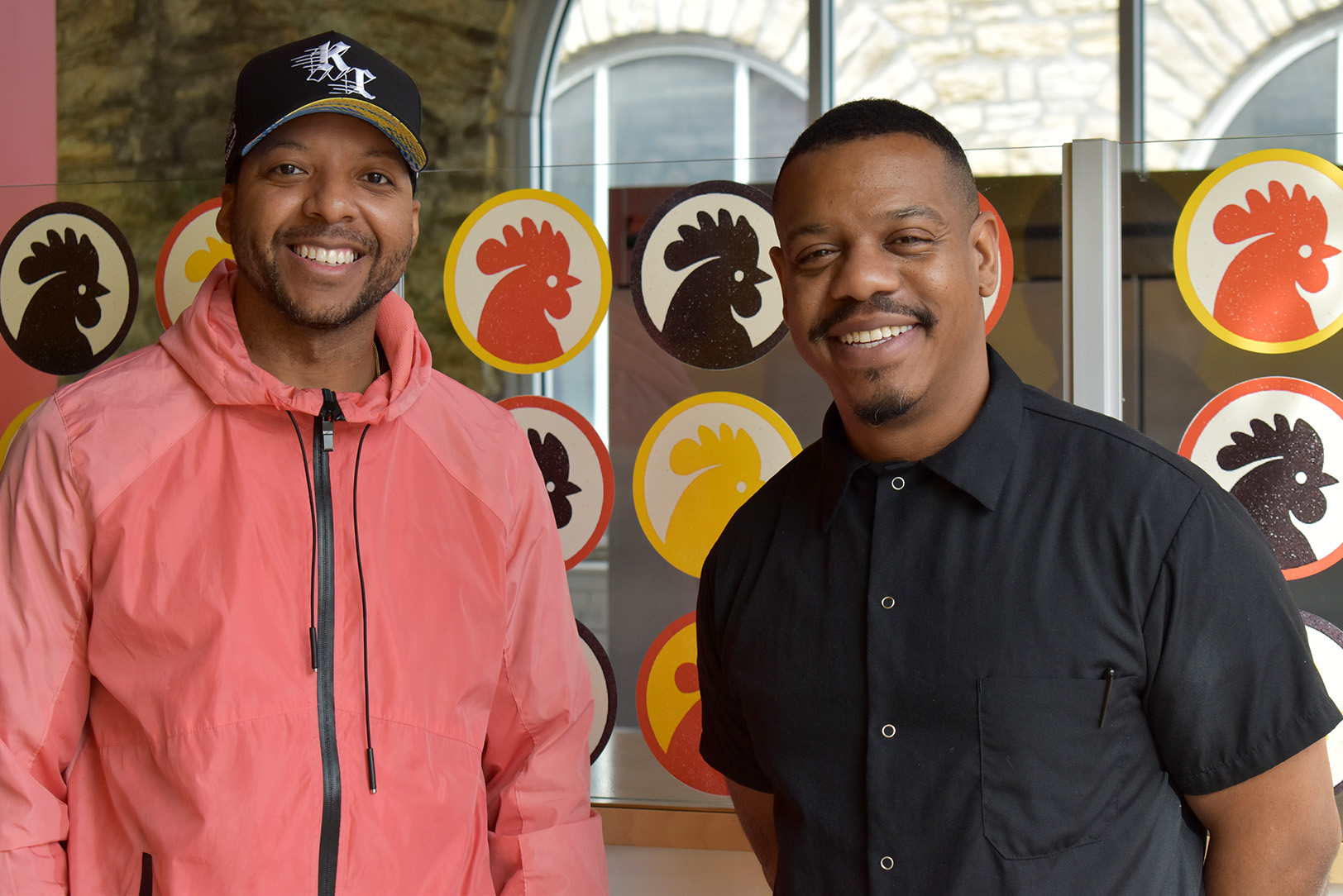 Kemet Coleman, Vine Street Brewing, Co., and Justin Clark, Urban, inside the new Vine Street Chicken Co. at 2000 Vine; photo by Taylor Wilmore, Startland News