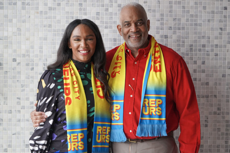 Racquel Rodriguez, founder of El Café Cubano, and Tracey Lewis, president and CEO of the Economic Development Corporation of Kansas City (EDCKC); photo by Brian Escobar, EDCKC