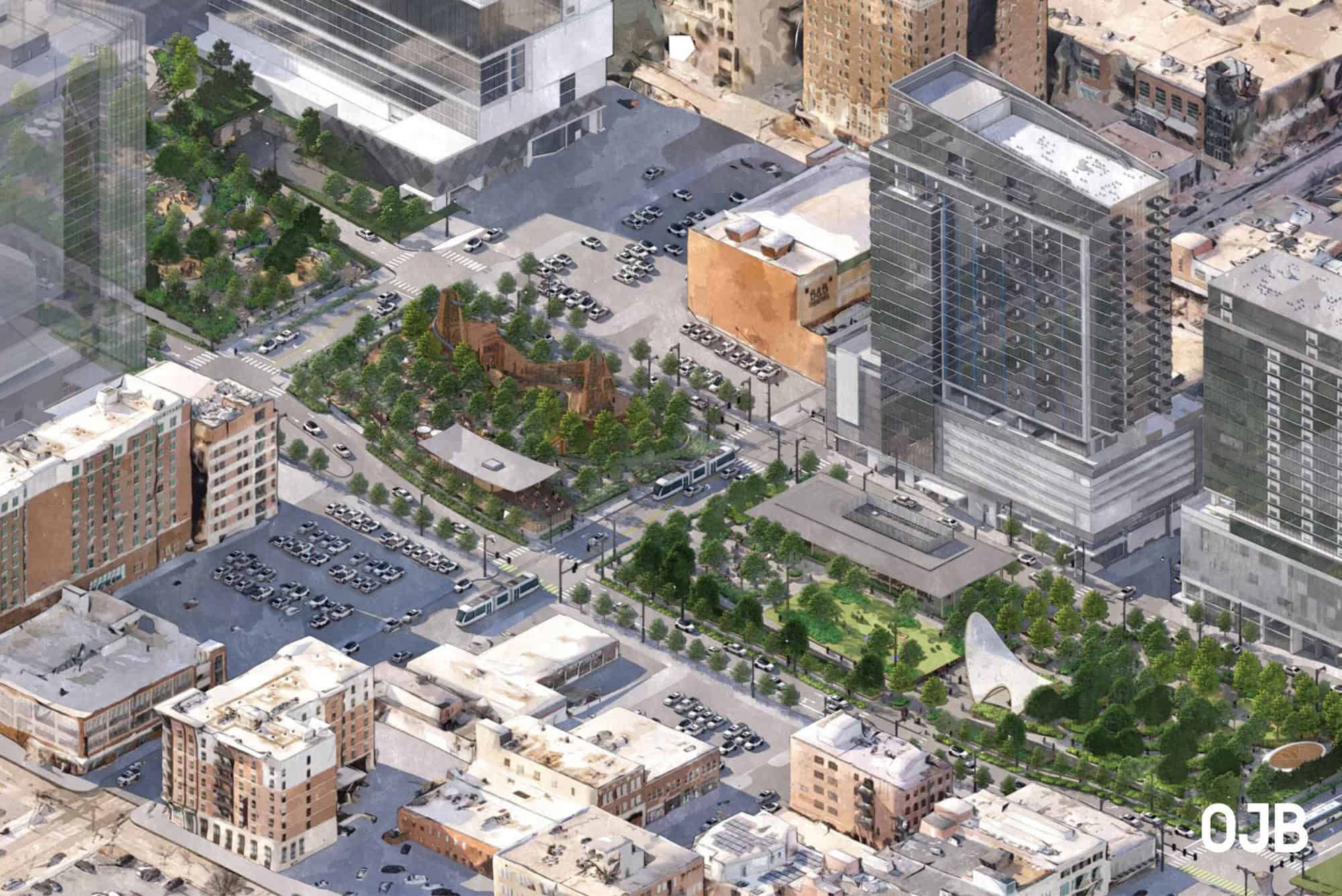 A rendering of the future Roy Blunt Luminary Park by  OJB Landscape Architecture; courtesy image