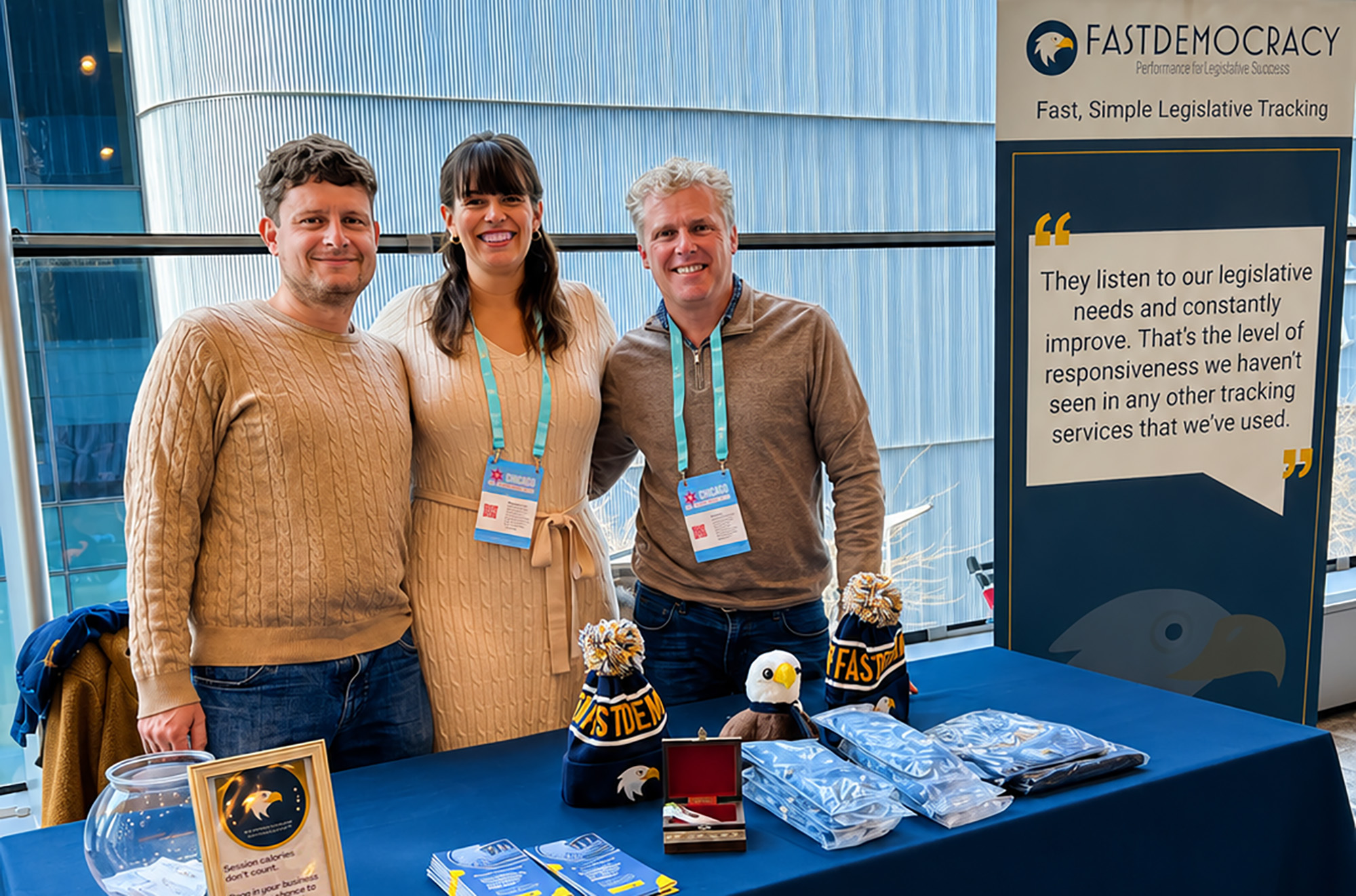 Anatolij Gelimson, co-founder and CTO; Sara Baker, co-founder and CIO; and Grant Campbell, CEO, FastDemocracy; courtesy photo