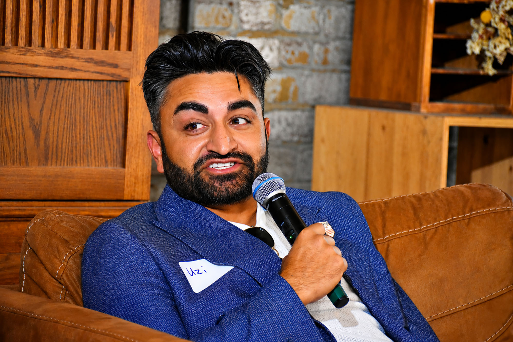 Usman Wajid, founder of Block & Mortar AI, speaks during a panel conversation hosted by Right to Start and Missouri Starters Coalition at Thou Mayest's event space; photo by Nikki Overfelt Chifalu, Startland News