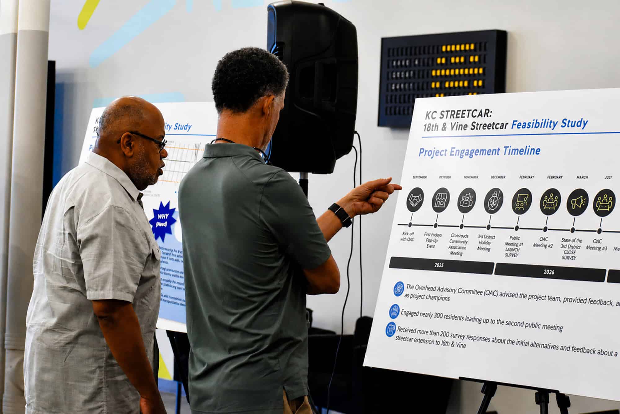 Community members explore options for a KC Streetcar line to 18th & Vine during a 18th & Vine Streetcar Feasibility Study public meeting at Keystone CoLAB; photo by Nikki Overfelt Chifalu, Startland News