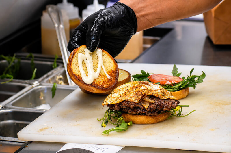 A smashburger from SAUCED.; photo by Taylor Wilmore, Startland News