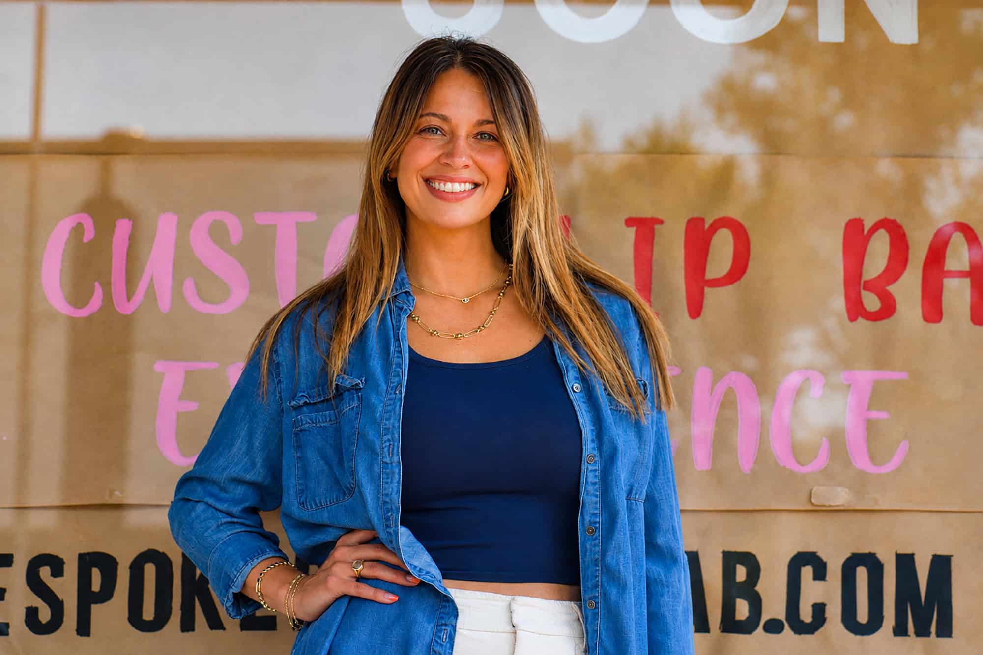 Viktoria Volosin outside Bespoke Beaute Lab at 7224 W 79th Street, Overland Park; photo by Taylor Wilmore, Startland News
