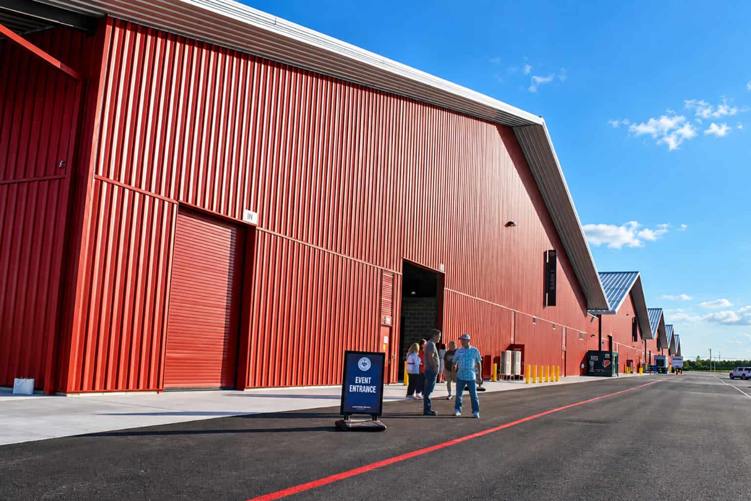 Guests gather outside the new American Royal Barns and Exhibition Hall near the Legends in Kansas City, Kansas, for a barn warming event; photo by Nikki Overfelt Chifalu, Startland News
