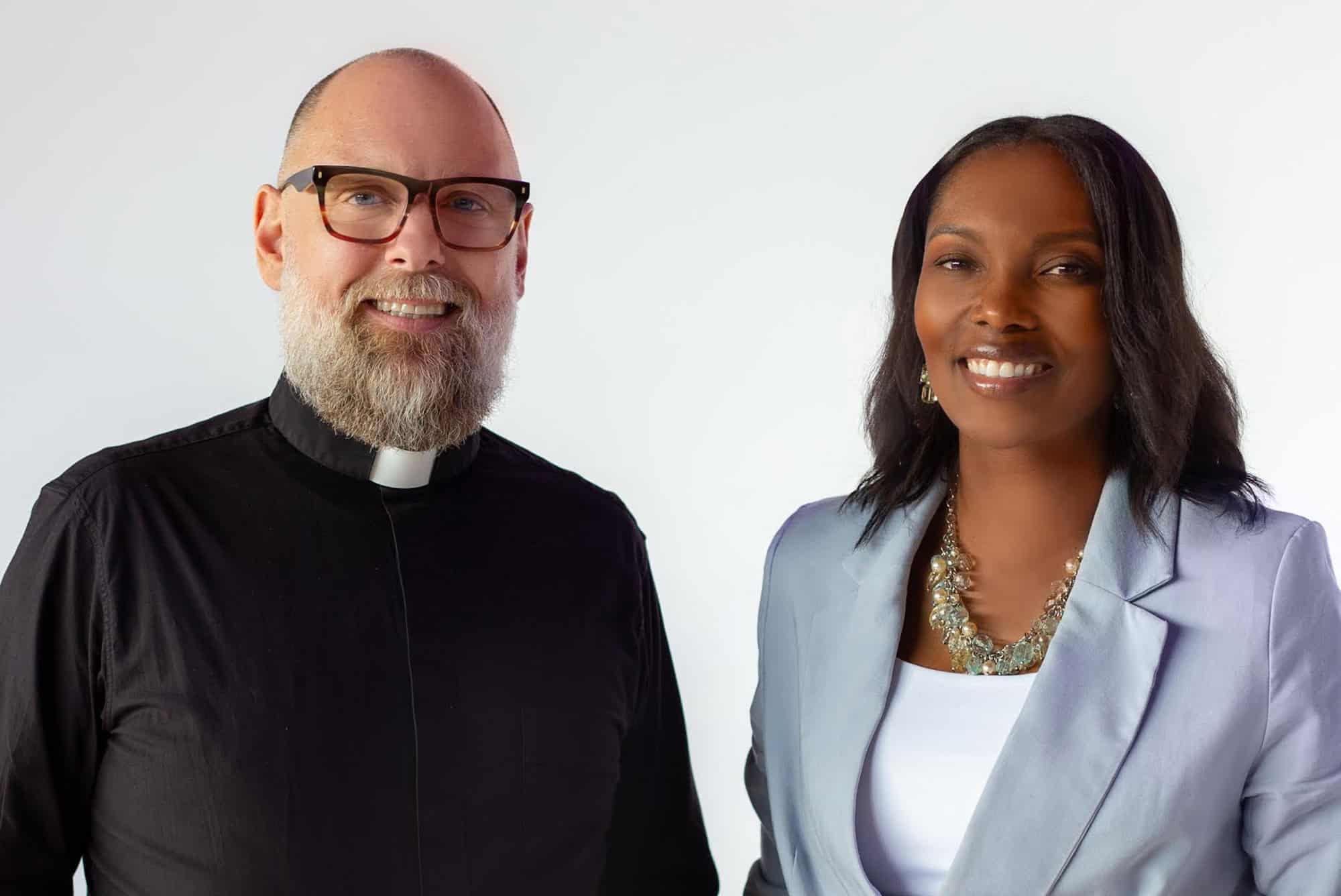 Father Justin Mathews  and Kristen Harris, Reconciliation Services; photo courtesy of Reconciliation Services