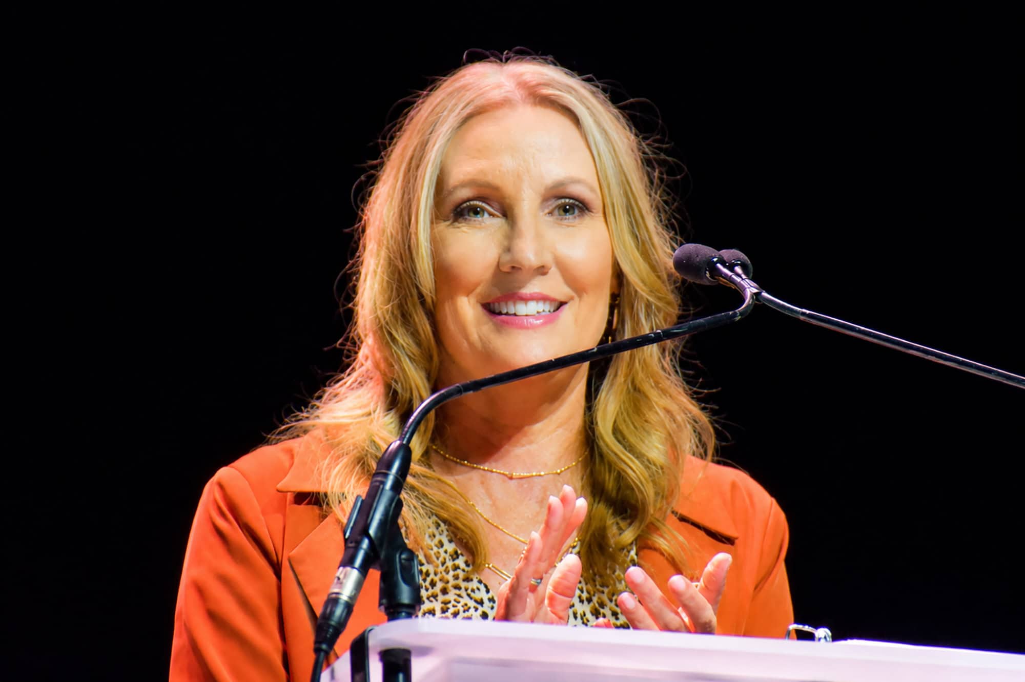 Kimberly Young, president of the KC Animal Health Corridor, speaks during the annual Animal Health Summit; photo by Nikki Overfelt Chifalu, Startland News