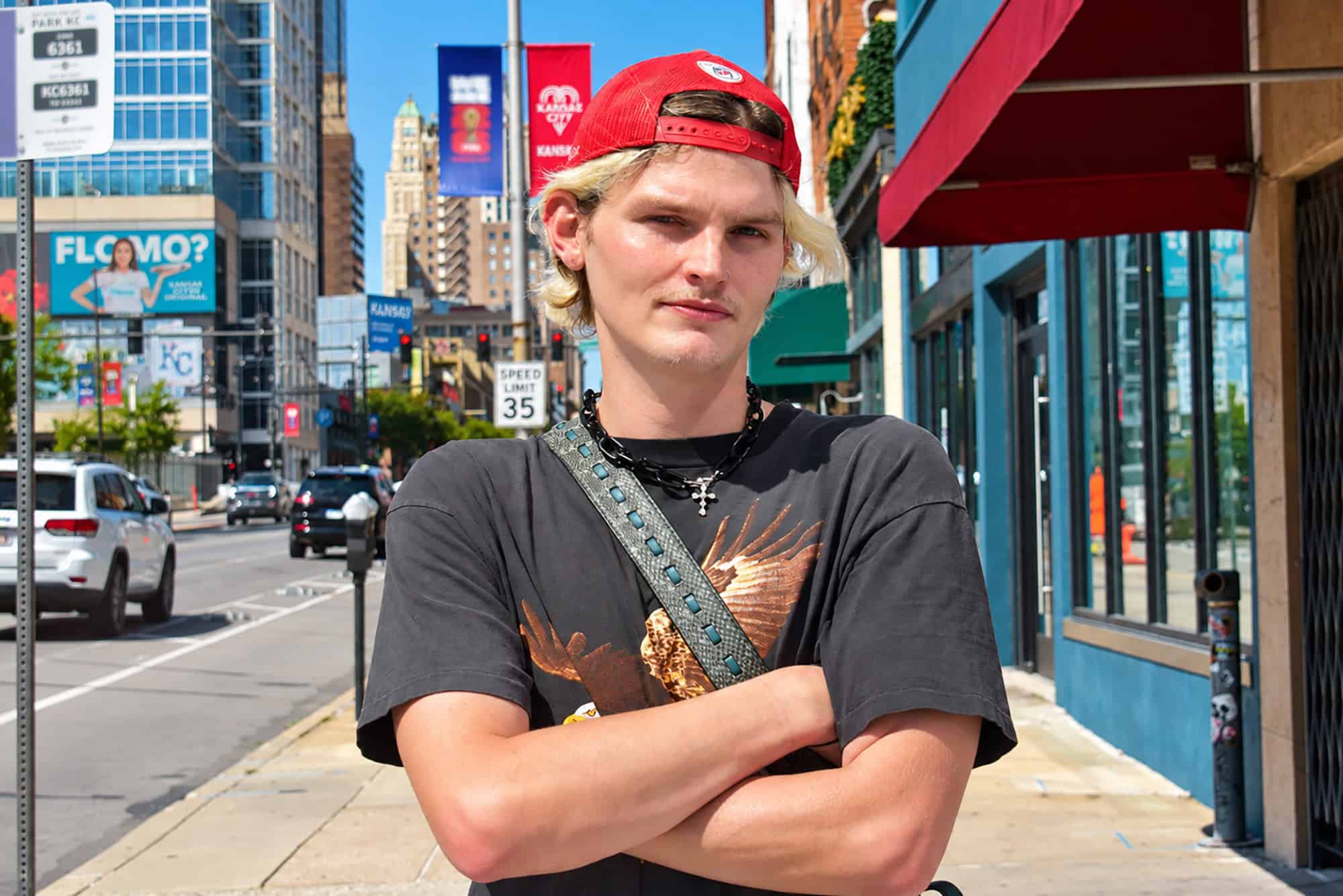 Kaleb Murray in Kansas City's Crossroads Arts District, near downtown; photo by Taylor Wilmore, Startland News