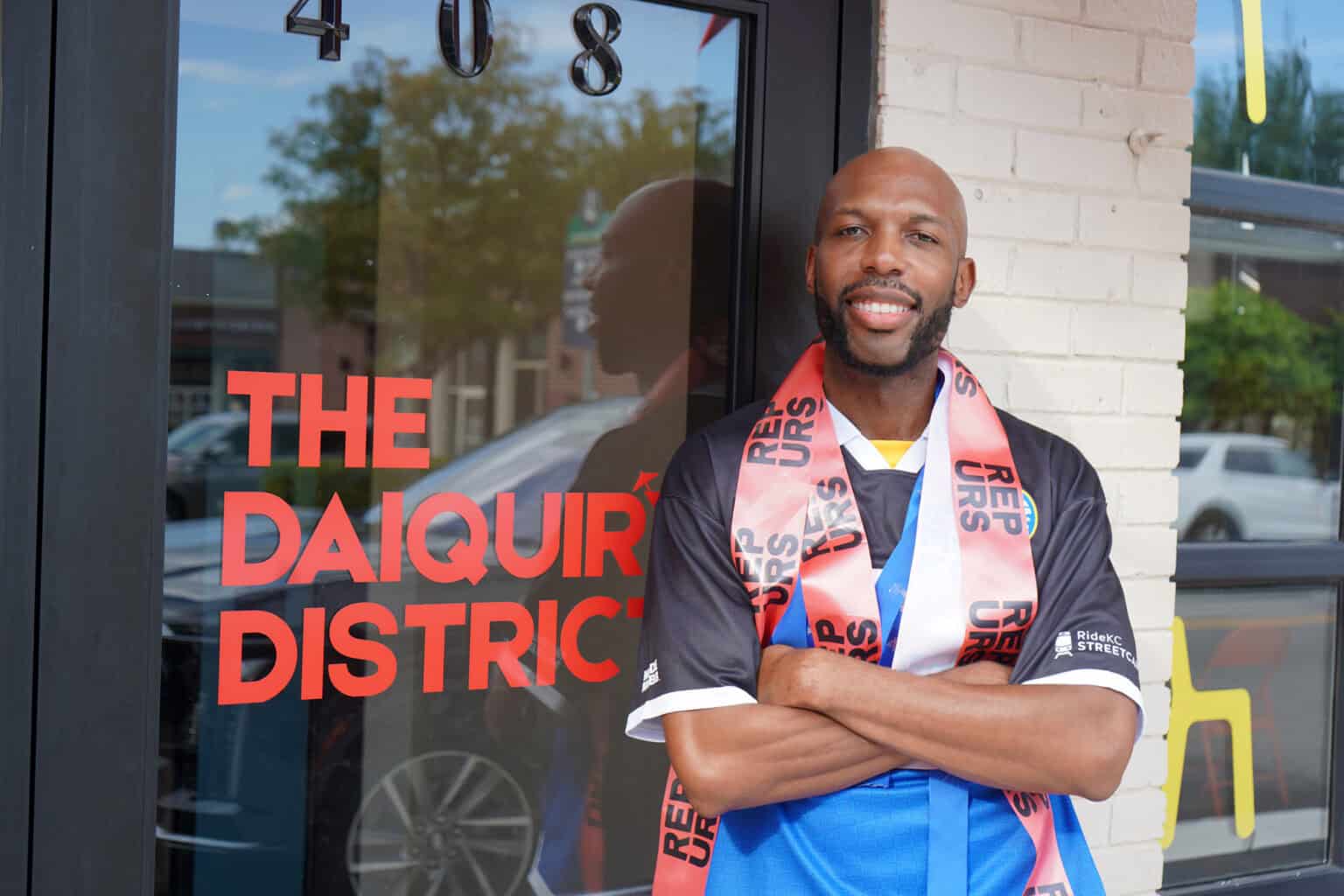 James Thomas, founder of The Daiquiri District and Brain Freeze Mobile Daiquiri Shop, at the business' 408 E. 31st St. storefront; photo by Brian Escobar, Economic Development Corporation of Kansas City (EDCKC)