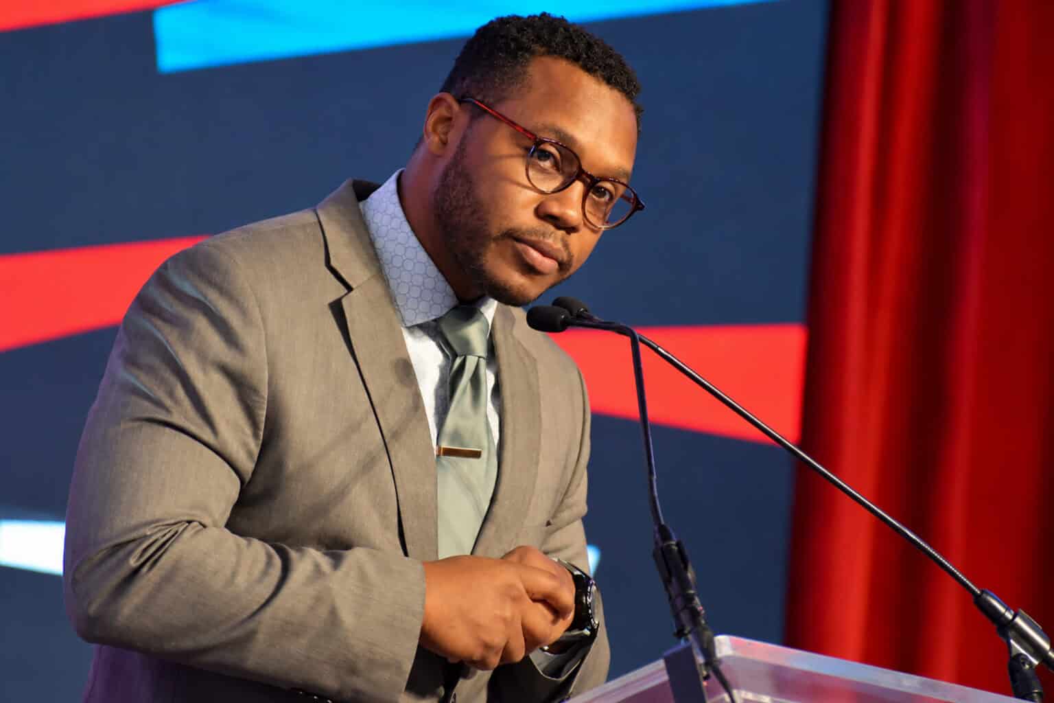 Jay Herron, a DEI partner at Henderson Companies, speaks during the 2026 KC Chamber POWER of Diversity luncheon; photo by Nikki Overfelt Chifalu, Startland News