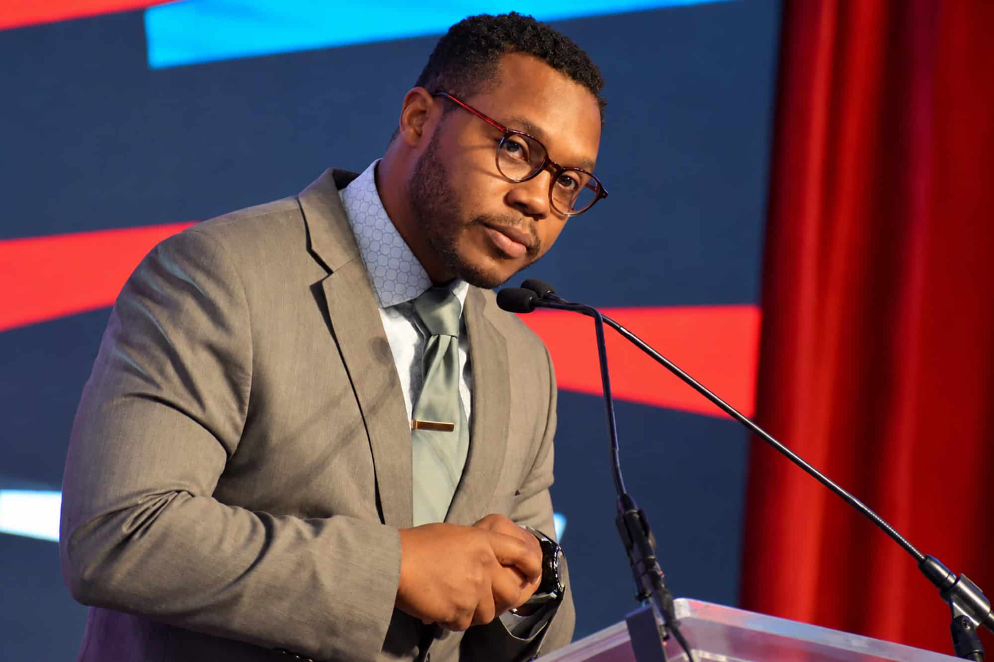 Jay Herron, a DEI partner at Henderson Companies, speaks during the 2026 KC Chamber POWER of Diversity luncheon; photo by Nikki Overfelt Chifalu, Startland News