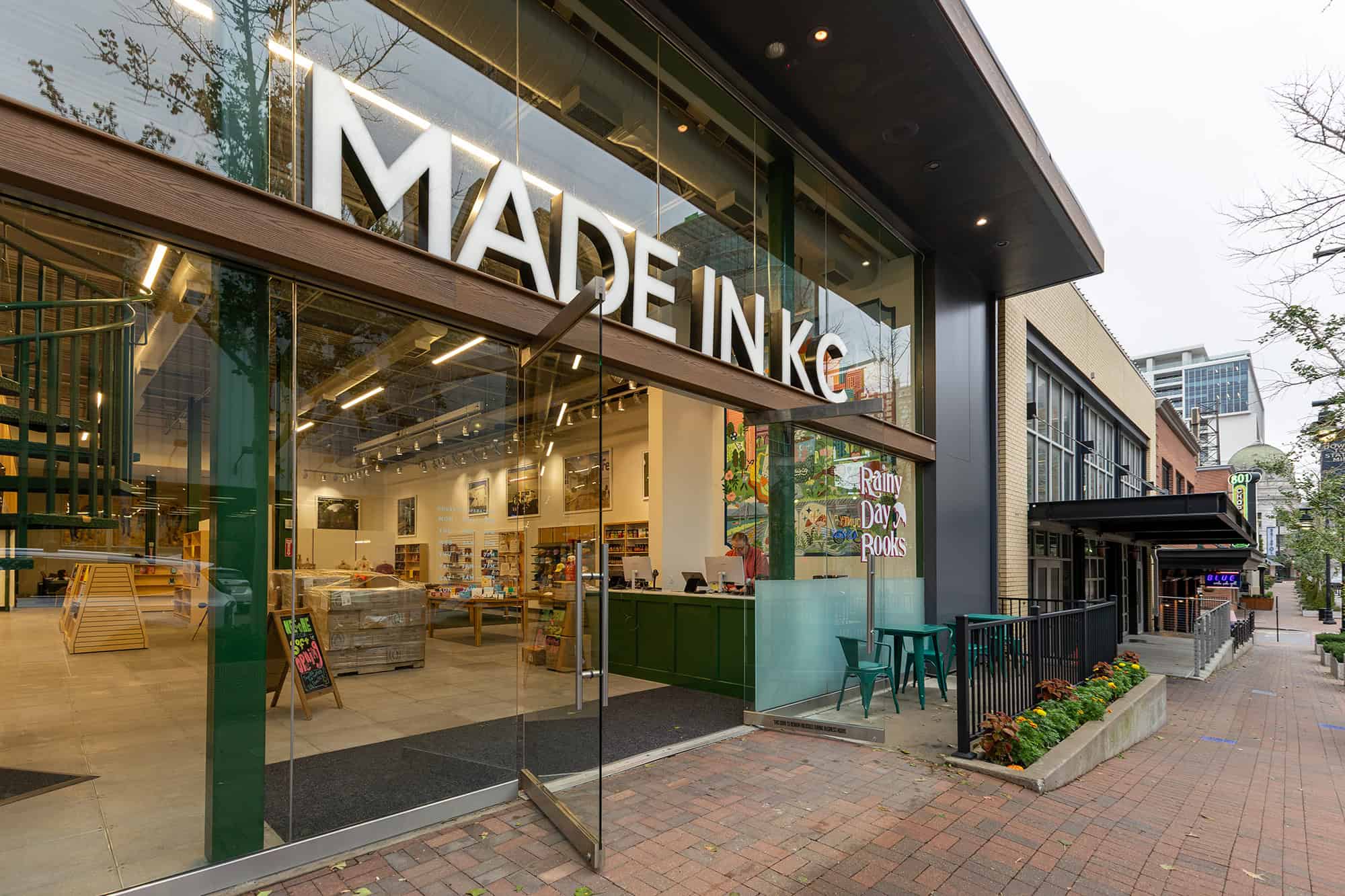 Made in KC's new shared storefront with Rainy Day Books at 161 E. 14th St. in the Power and Light District; photo by Haines Eason